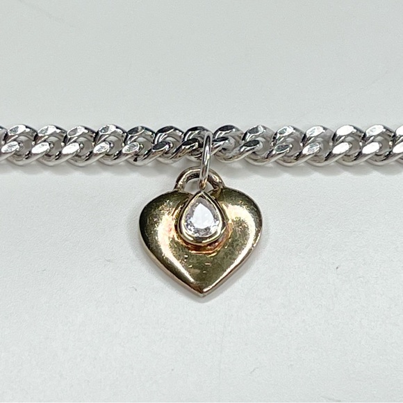 Sterling Sillver Charm Bracelet with Two-tone Hearts - Picture 3 of 4
